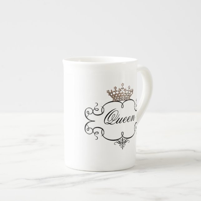 Caneca De Porcelana "Rainha" Tiara China Mugs (Frente Esquerda)