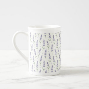 Caneca De Porcelana Raminhos de Lavanda Rústica Padrão Sem Costura