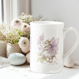 Caneca De Porcelana rato fofo com asas de borboleta