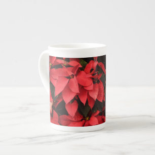 Caneca De Porcelana Red Poinsettias II Feriado de Natal Floral