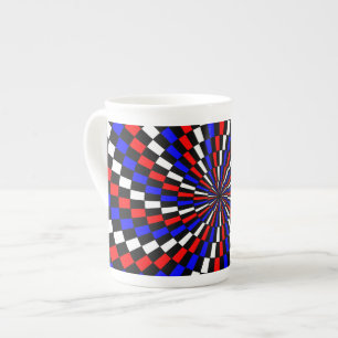 Caneca De Porcelana Red White Blue Checker Spiral por Kenneth Yoncich