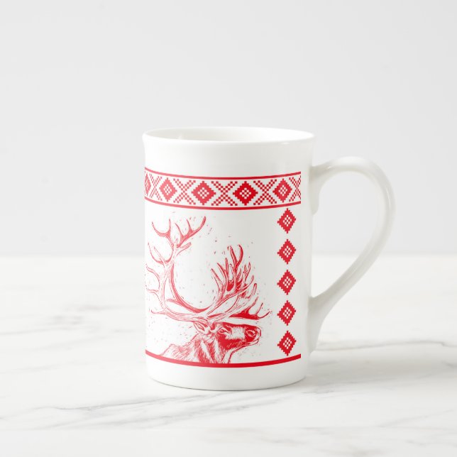 Caneca De Porcelana Reindeer Toile de Jouy Bone China Mug (Direita)