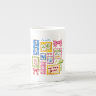 Caneca De Porcelana Remendos de Mahjong Personalizados com Falsa Borda