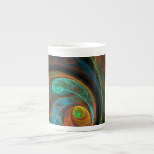 Caneca De Porcelana Renascimento de Abstrato de Arte Azul