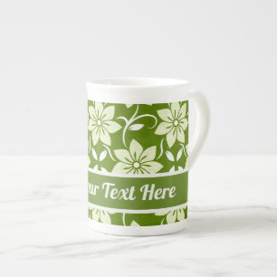 Caneca De Porcelana Repetição de Flor de Oliveira Personalizada