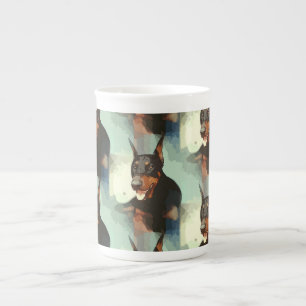 Caneca De Porcelana Retrato do Pinscher do Doberman