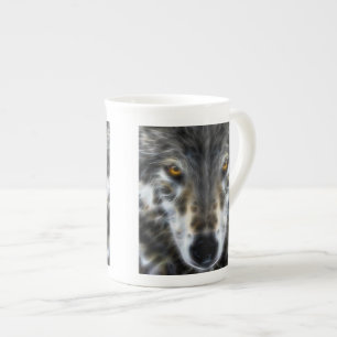 Caneca De Porcelana Retrato gráfico inspirado do lobo