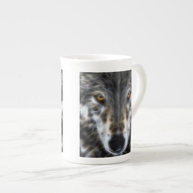 Caneca De Porcelana Retrato gráfico Wolf Inspirational (Frente Esquerda)