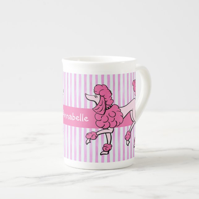 Caneca De Porcelana Rico - Poodles Rosa Personalizar (Frente Esquerda)