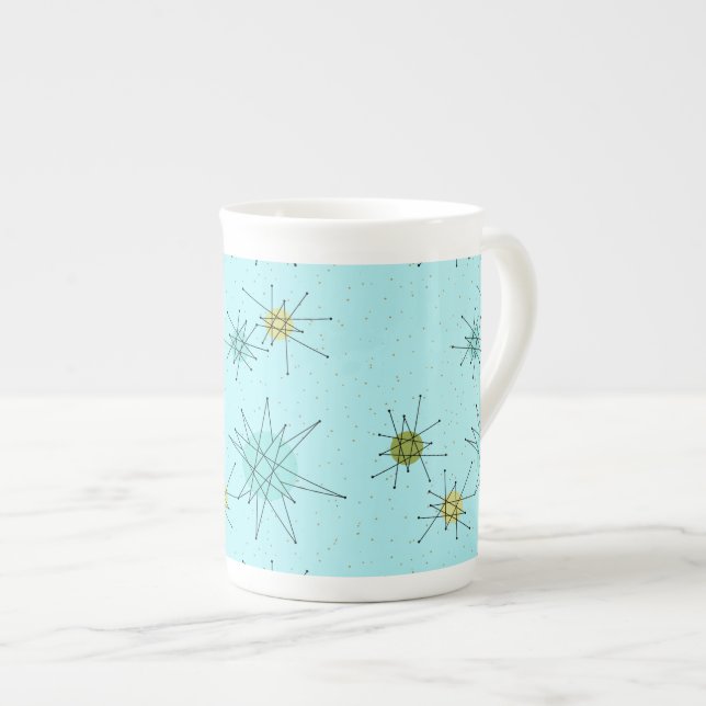 Caneca De Porcelana Robin's Egg Blue Atomic Starbursts China Mug (Frente Esquerda)