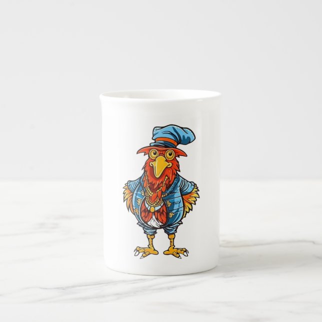 Caneca De Porcelana Rooster de Cartoon Encantado (Frente)