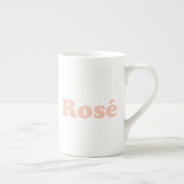 Caneca De Porcelana rosa claro Rosa branco "Rosa" (Direita)