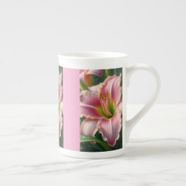 Caneca De Porcelana Rosa Daylily Floral