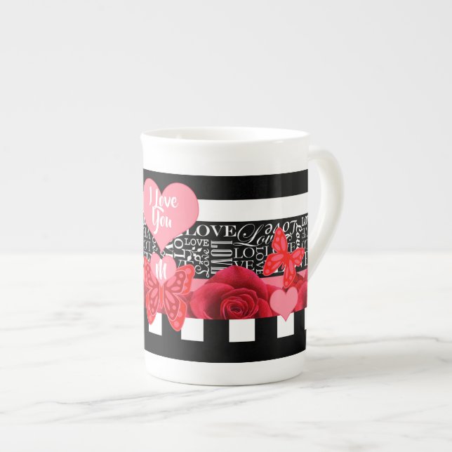 Caneca De Porcelana Rosa e estilo de quadro negro Mug (Frente Esquerda)