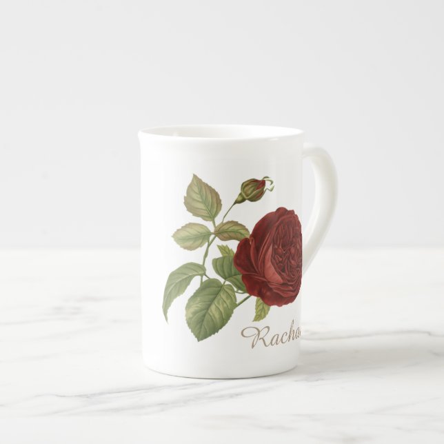 Caneca De Porcelana Rosa Elegante Personalizada (Frente Esquerda)