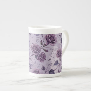 Caneca De Porcelana Rosa Lavanda Empoeirada Tons Sonhadores Florais