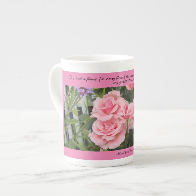 Caneca de Porcelana Rosa Pensamentos de Você (Frente Esquerda)