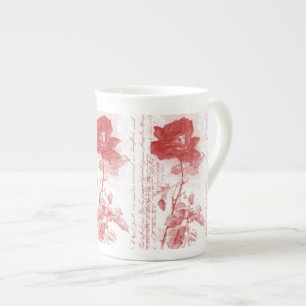 Caneca De Porcelana Rosa vermelha