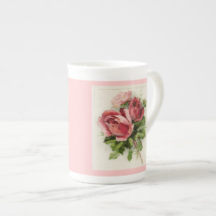Caneca De Porcelana Rosas Antigos de Arte Vintage
