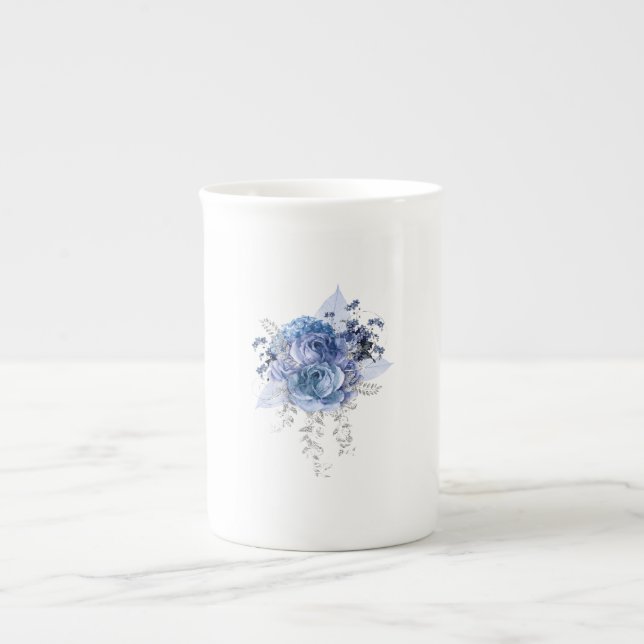 Caneca De Porcelana Rosas azuis (Frente)