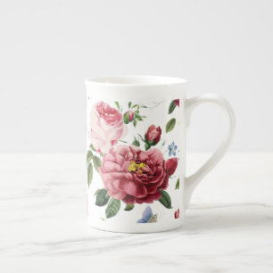Caneca De Porcelana Rosas Inglesas Rosa Elegantes Vintage Românticas