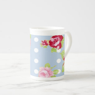 Caneca De Porcelana Rosas No Blue Bone China Mug