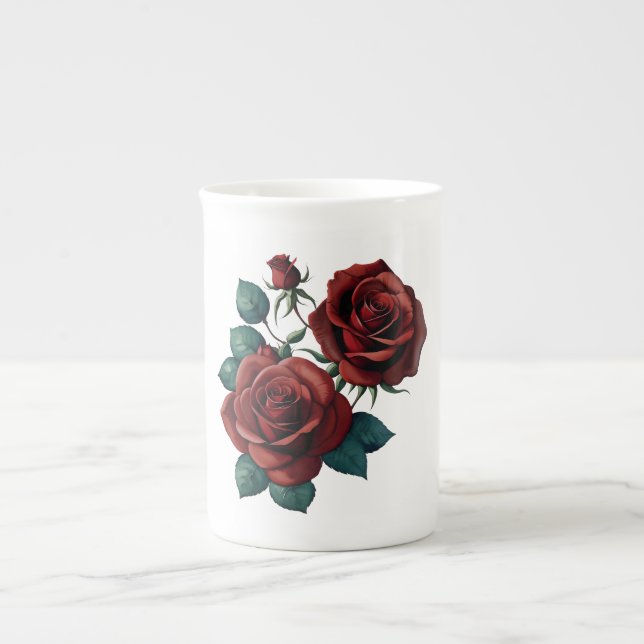 Caneca De Porcelana Rosas vermelhas (Frente)