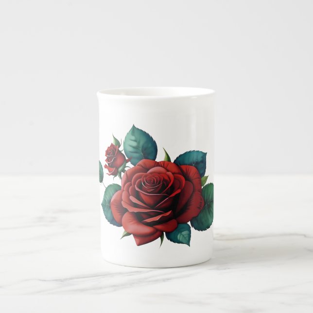Caneca De Porcelana Rosas vermelhas (Frente)