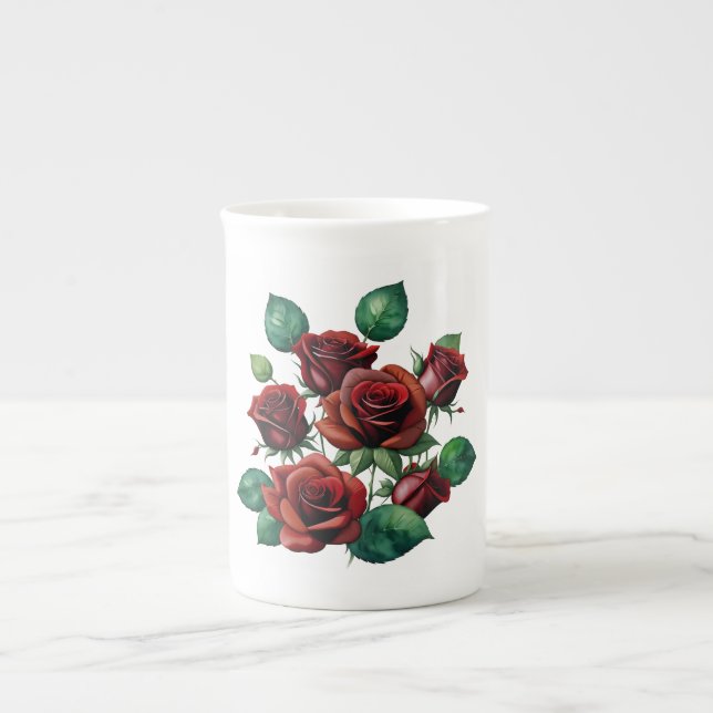 Caneca De Porcelana Rosas vermelhas (Frente)