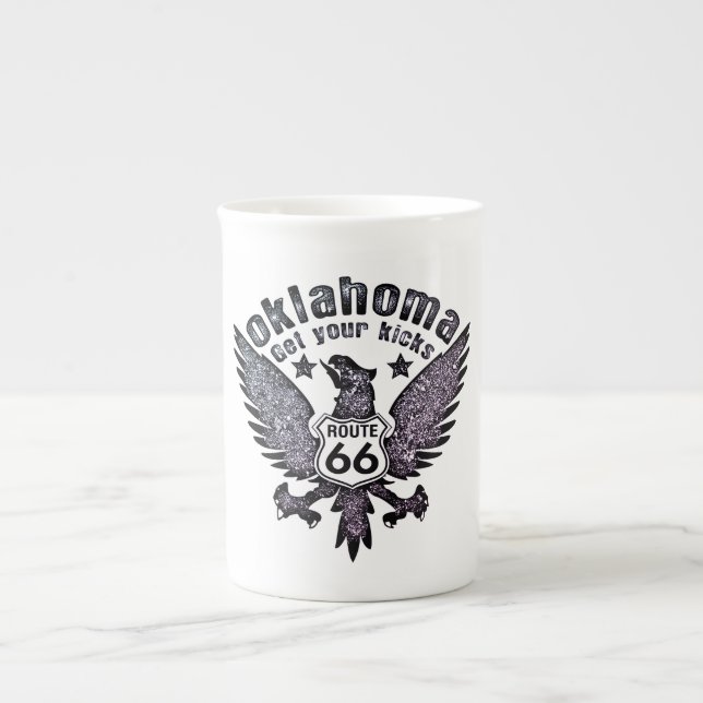 Caneca De Porcelana Rota 66 Oklahoma Get Your Kicks com Filtro de Miam (Frente)