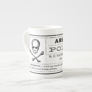 Caneca De Porcelana Rótulo Venenoso Crânio Cruzado Ossos Arsênico
