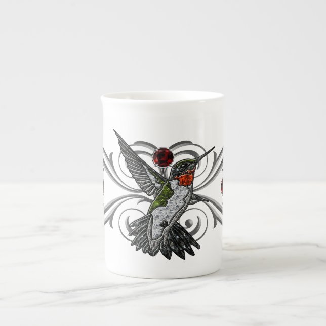 Caneca De Porcelana Ruby Throated Hummingbird (Frente)