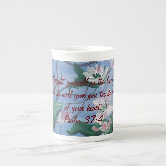 Caneca De Porcelana Salmo de Afirmação/Escritura 37:4 (Frente)