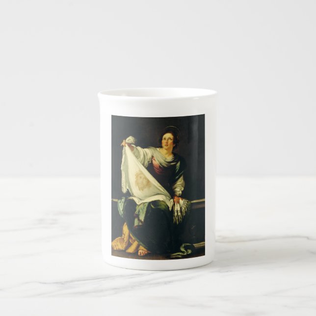 Caneca De Porcelana Santa Verônica Arte O Milagre do Santo Rosto (Frente)