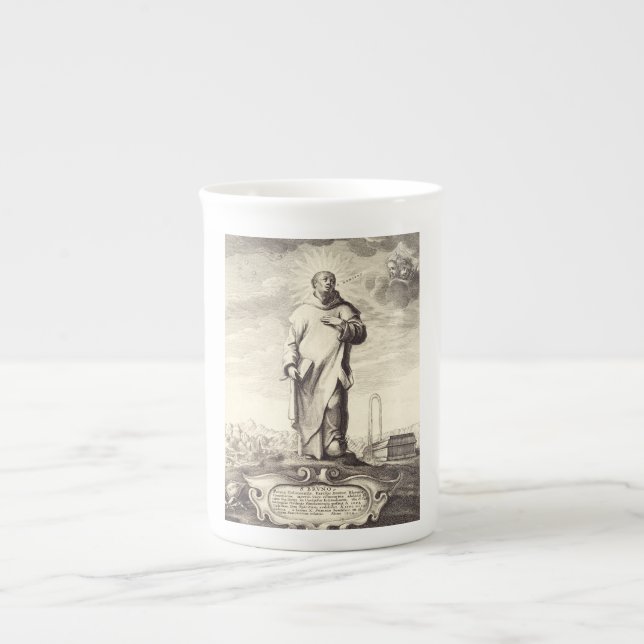 Caneca De Porcelana São Bruno de Colônia Estilo de Arte de Gravura Ant (Frente)