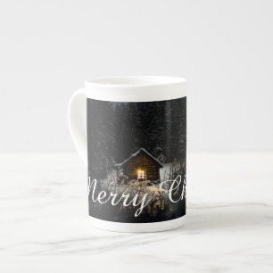 Caneca De Porcelana Saudações de Natal com Casa de Bruxa