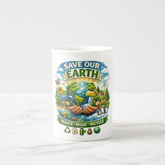 Caneca De Porcelana Save Our Earth Eco Friendly Design mug (Frente)