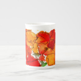 Caneca De Porcelana Scarlet and Orange Wallflower Bone China Mug