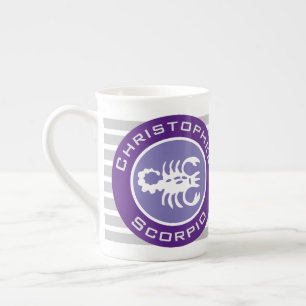 Caneca De Porcelana Scorpio Zodíaco - Sinal de estrela com nome de pr