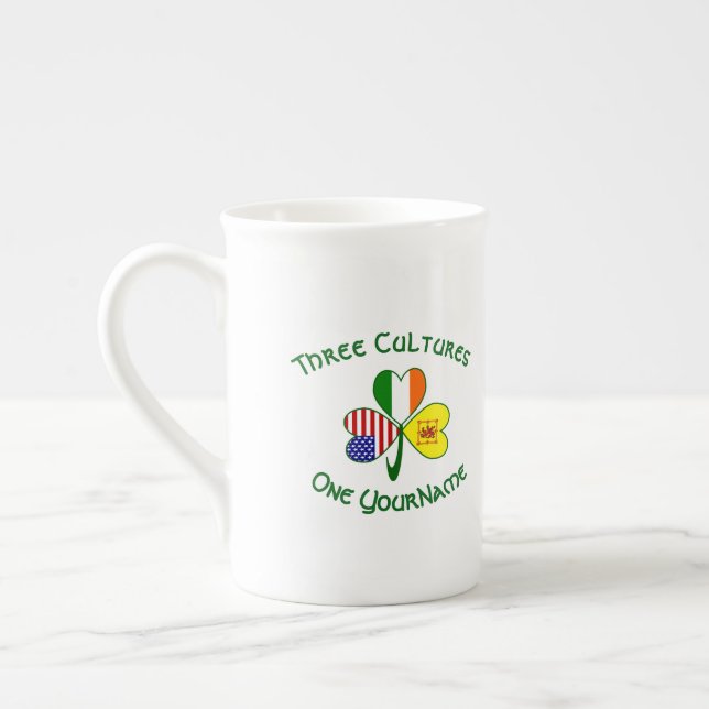 Caneca De Porcelana Scot Lion Irish USA Flags Shamrock Personalizado (Esquerda)