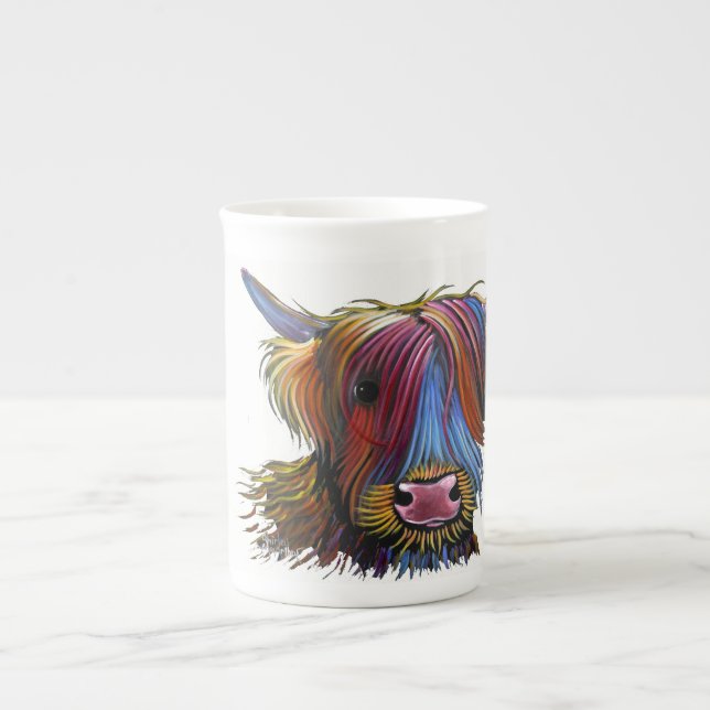 Caneca De Porcelana Scottish Highland Cow ' PODGER' por Shirley M (Frente)