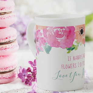 Caneca De Porcelana Se Nana fosse Flor Poem Watercolor Floral