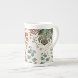 Caneca De Porcelana Seamless boho botanical pattern Flowers