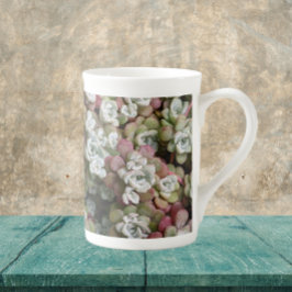 Caneca De Porcelana Sedum Spathulifolium Succulium Floral