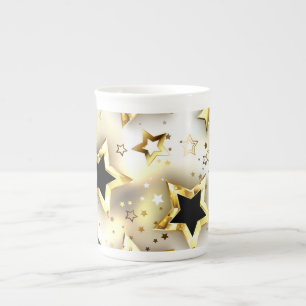 Caneca De Porcelana Sem costura leve com estrelas douradas