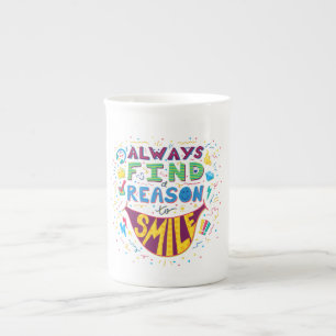 Caneca De Porcelana Sempre encontre um motivo para sorrir
