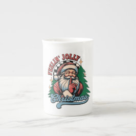 Caneca De Porcelana Sentindo-se Alegre Natal Papai Noel