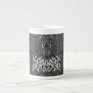 Caneca De Porcelana Serpente Art Déco Branca Gráfico de Cobra Orname
