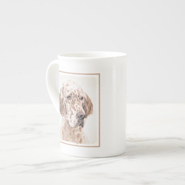 Caneca De Porcelana Setter Inglês Laranja Belton Pintando Arte Cão (Frente Esquerda)