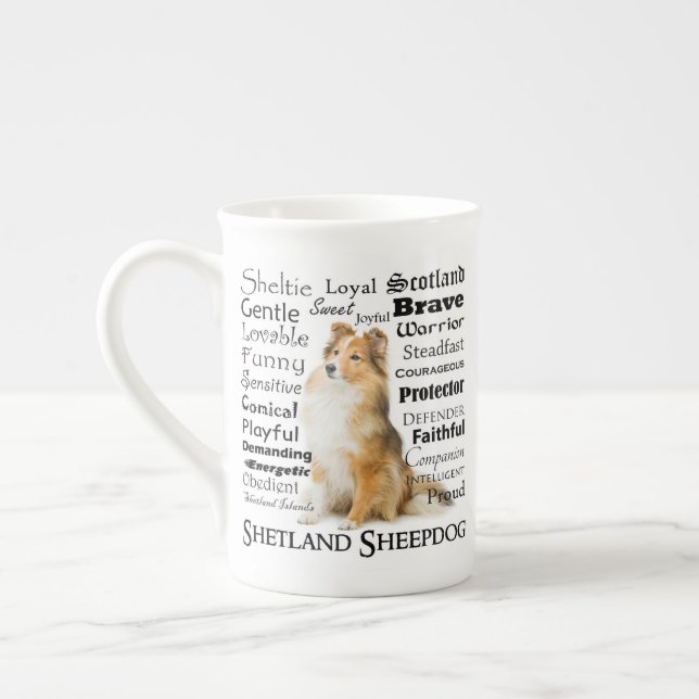 Caneca De Porcelana Sheltie Traits Bone China Mug (Esquerda)